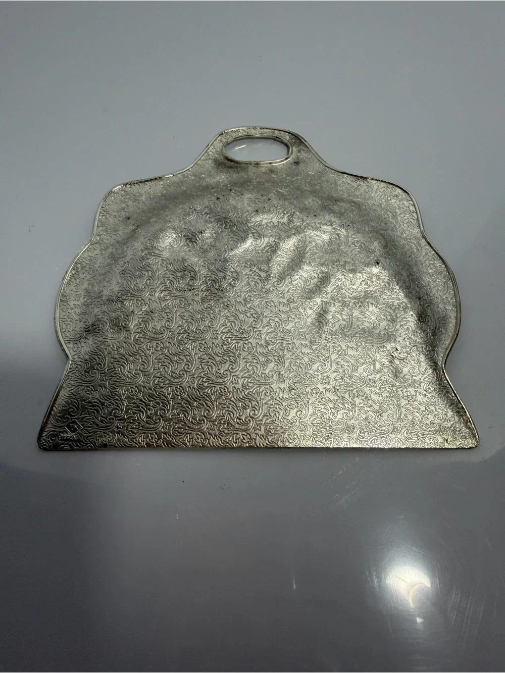 Vtg T.K. Japan Silver Tone Silent Butler Table Crumb Tray Sweeper Scraper Set